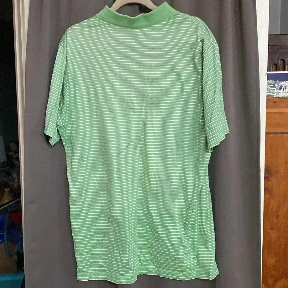 PETER MILLAR MENS SIZE LARGE‎ 100% COTTON POLO SHIRT LIGHT GREEN WHITE STRIPE - Picture 8 of 9
